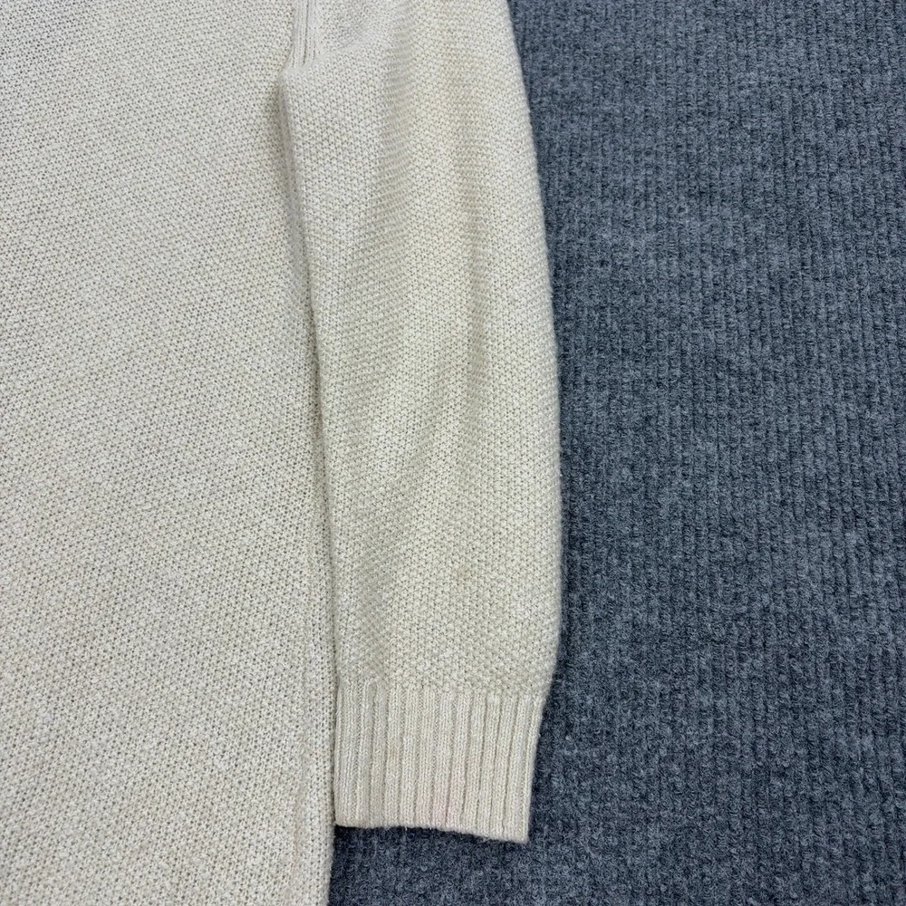 LL Bean Cardigan Womens XL Cream Cotton Blend Cable Knit‎ Open Front Classic